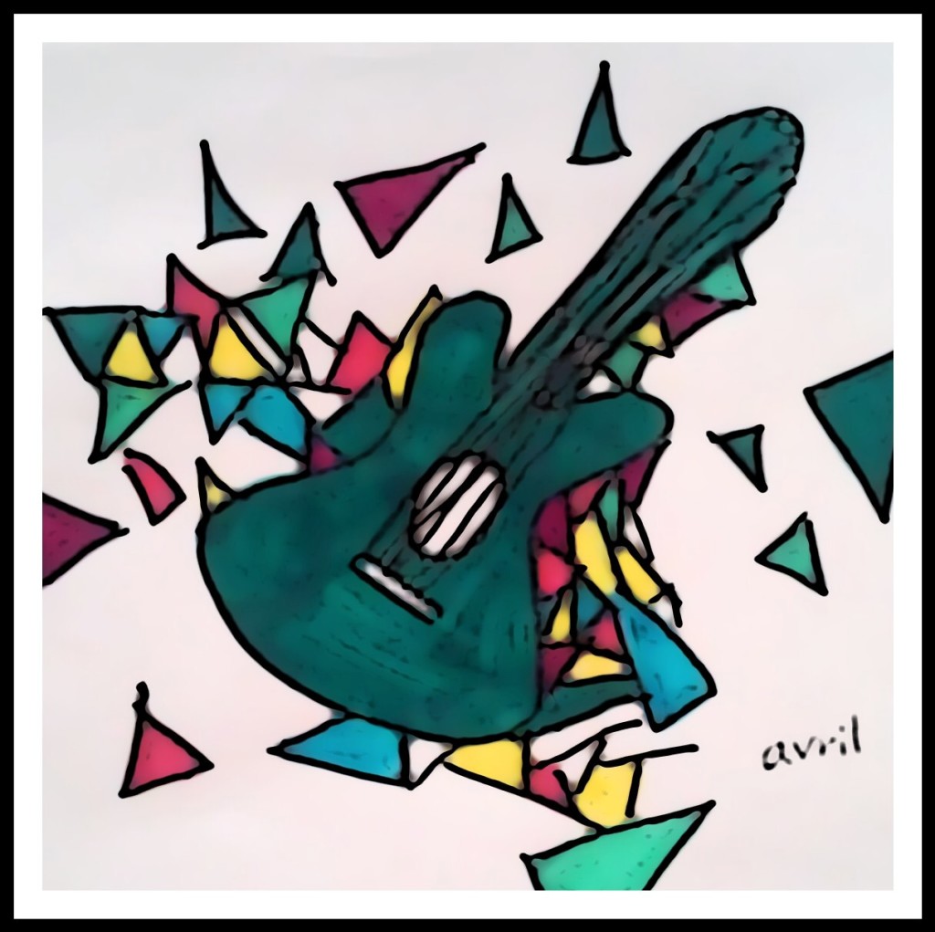 Drawing of a Green Guitar