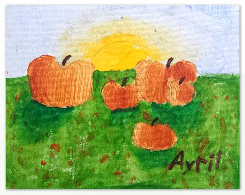 Drawing of Pumpkins in the Fall